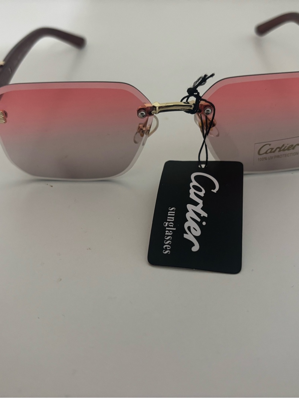 Cartier glasses Rimless Sunglasses with Gold Bridge